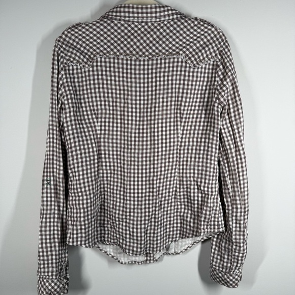 Miss Me Flannel Brown and White Plaid Button Down Shirt - Picture 6 of 8